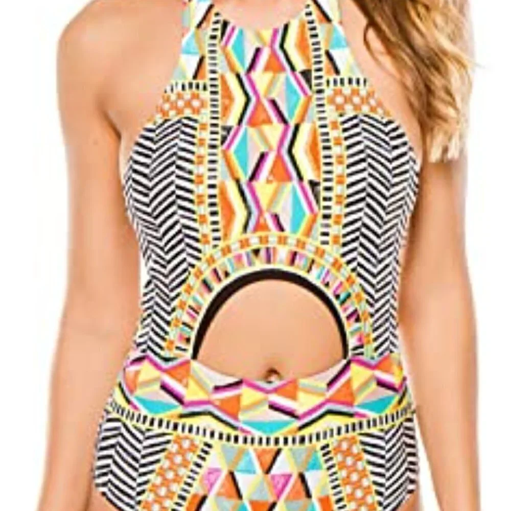 New Trina Turk Brasilia High Neck Swimsuit Size 10 / Large